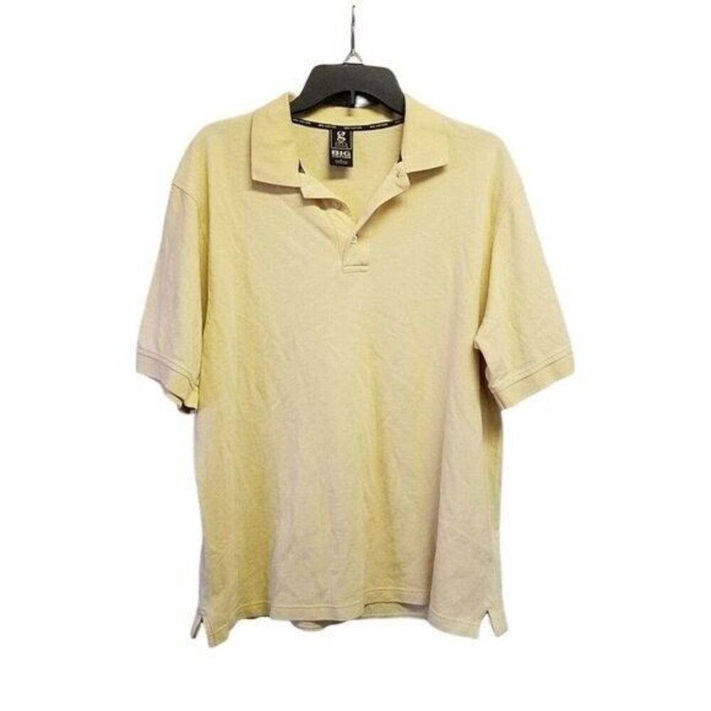 Big Cotton Gear Mens Sz L Yellow  Solid Short Sleeve Polo Shirt